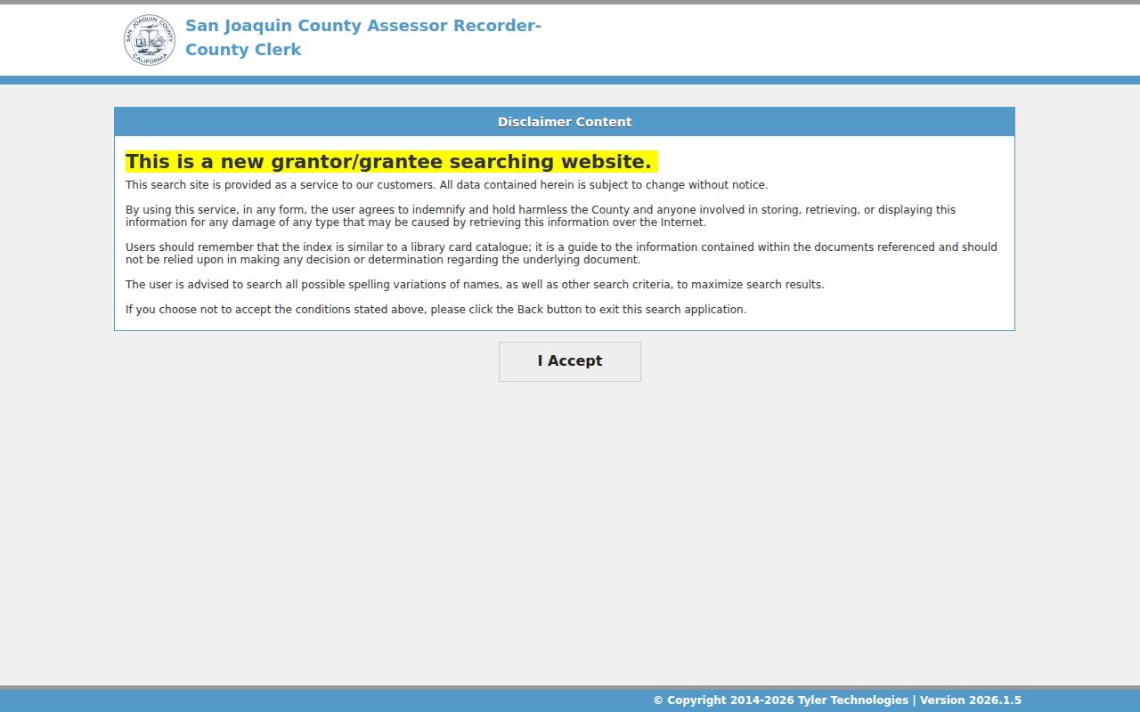 Mountain House people search San Joaquin recorder index entrance