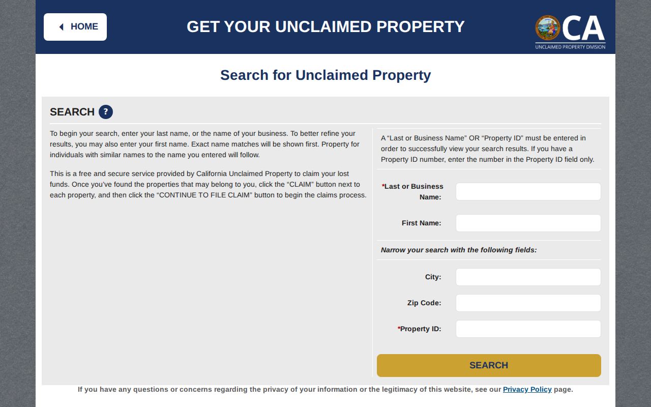 Mountain House public records California unclaimed property search