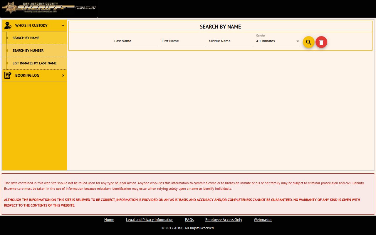 Mountain House public records San Joaquin County custody lookup